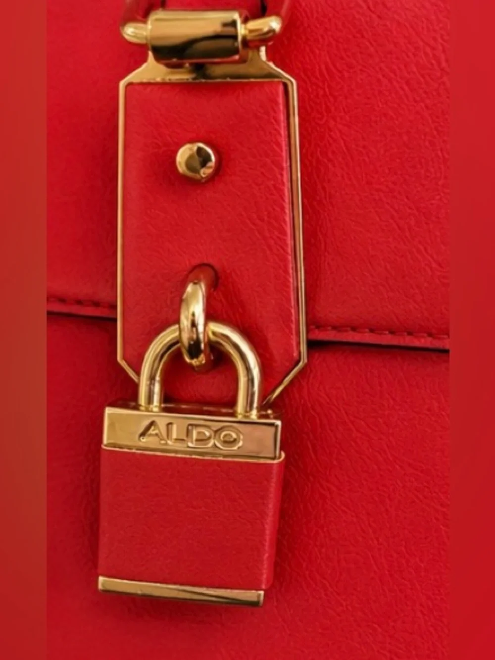 ALDO Red Satchel Bag w/ Shoulder Strap Gold Hardware